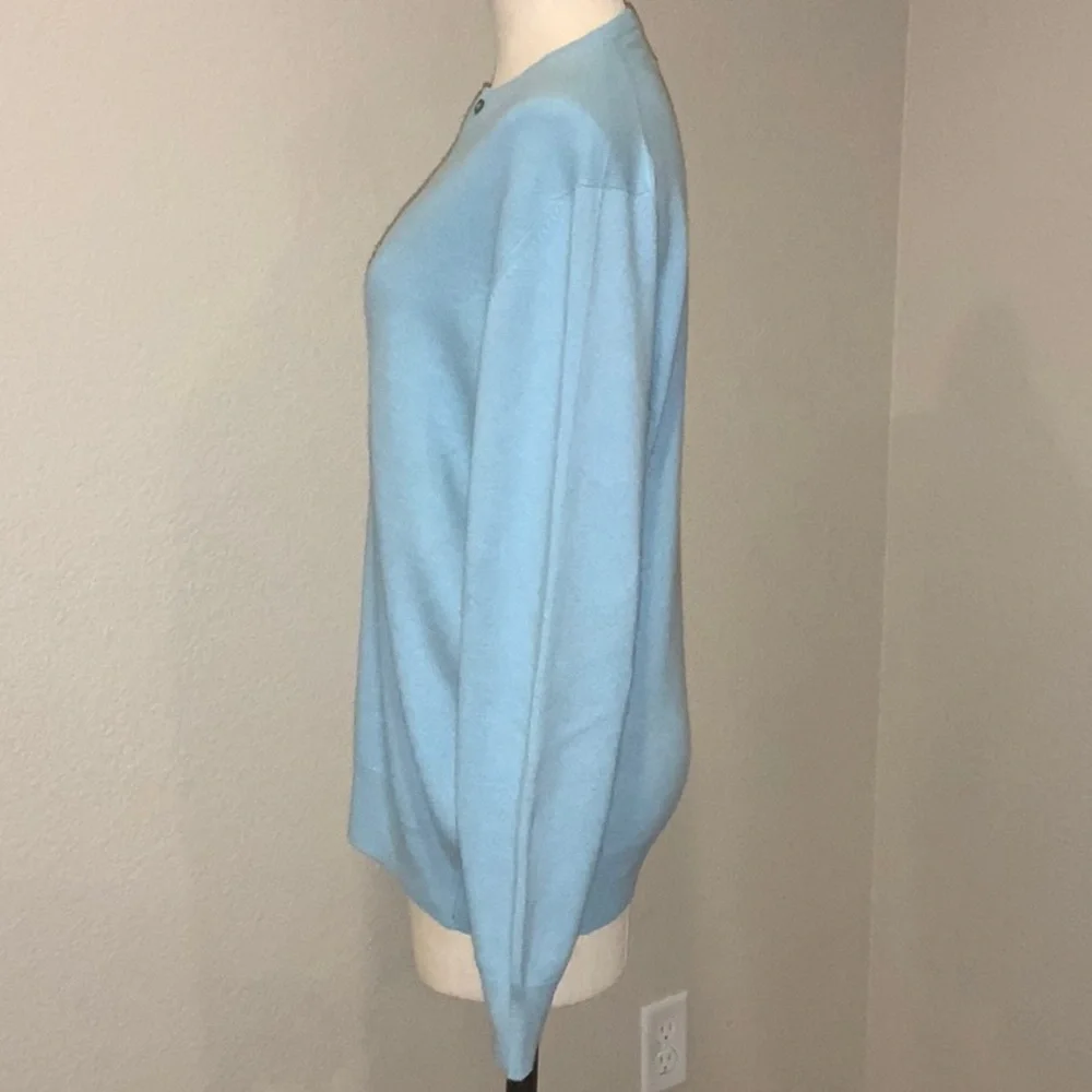 Pringle 100% Cashmere Baby Blue Women's Cardigan Sz 10 Sweater Scotland Vintage - Picture 2 of 8